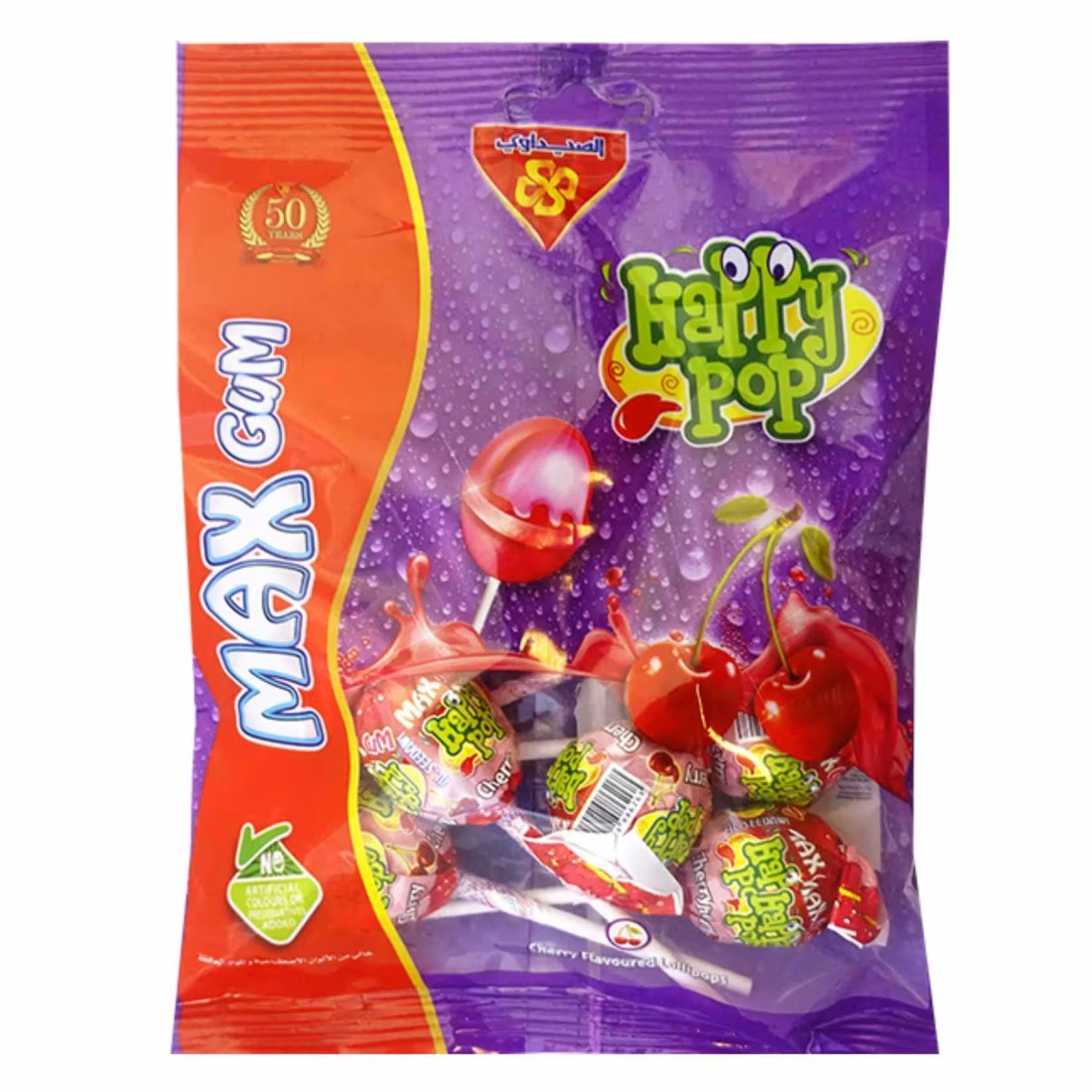 Al Seedawi Happy Pop Max Gum Cherry Candies 110g