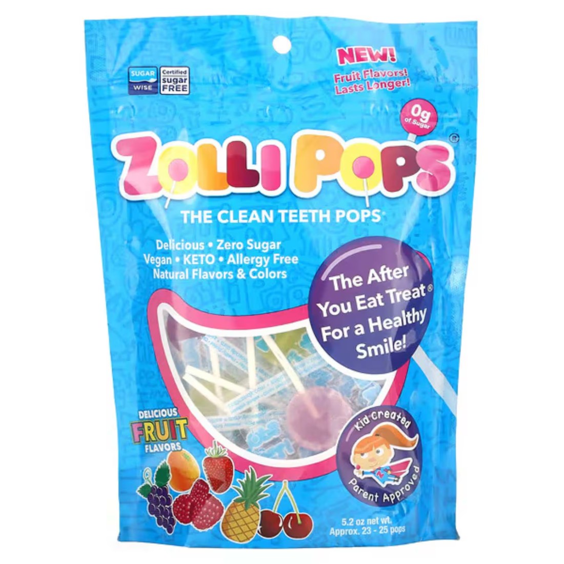 Zolli Pops Fruit Clean Teeth Drop Candies 87g