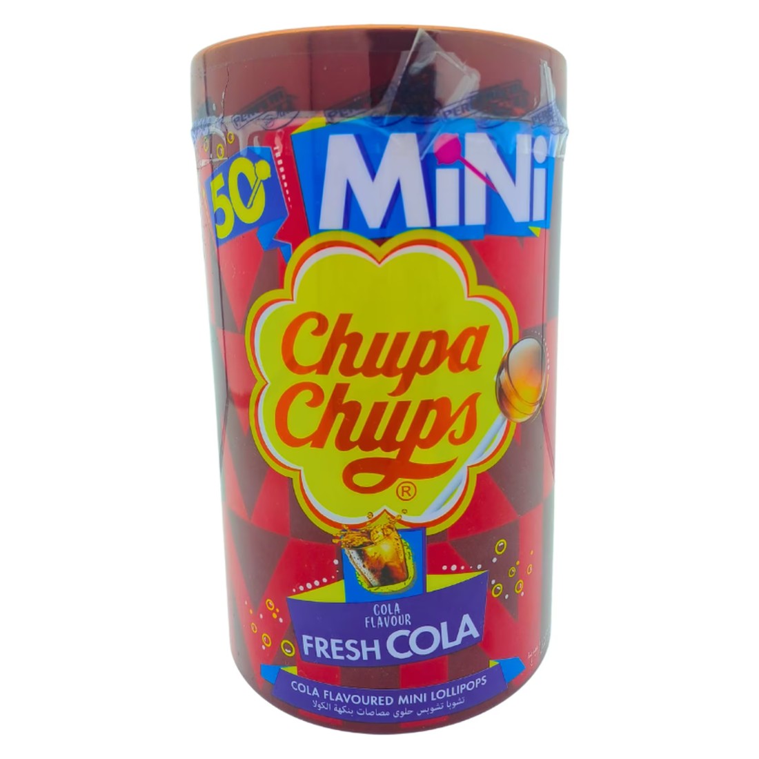 Chupa Chups Fresh Cola Flavoured Mini Lollipops Tube 50 Lollipops