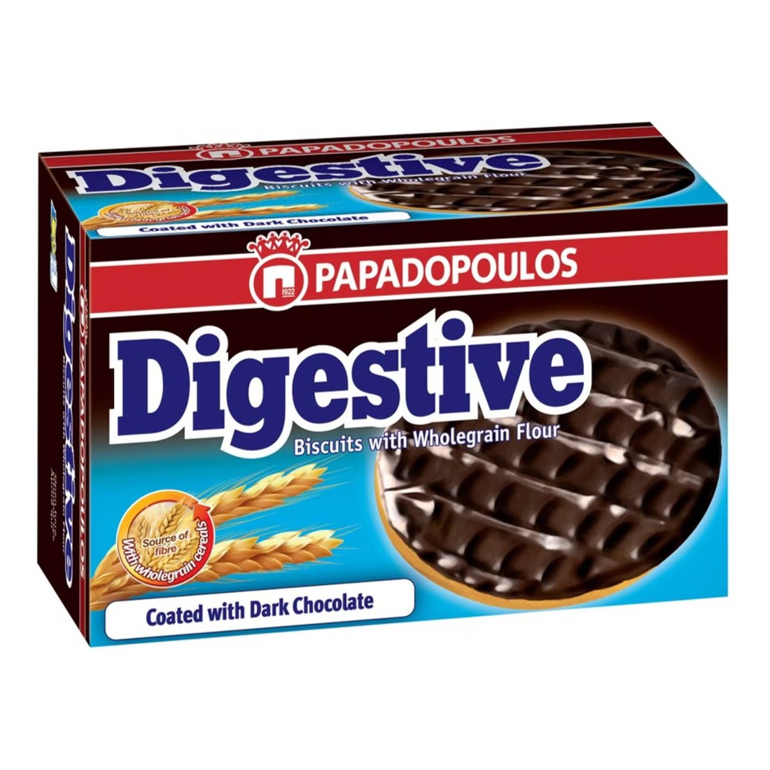 Papadopoulos Digestive Dark Chocolate Coated Whole Wheat Biscuits, 200g