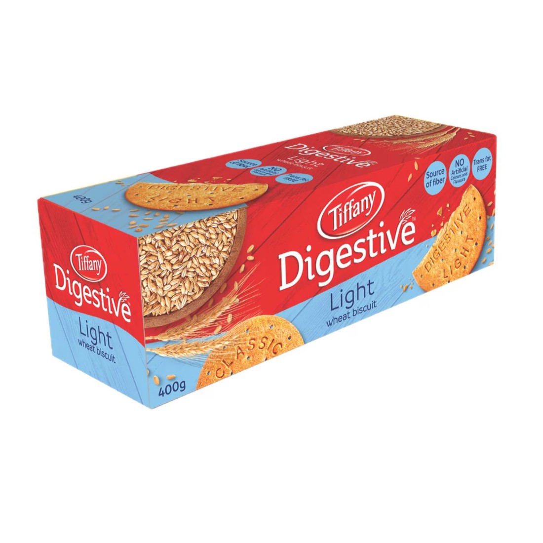 Tiffany Digestive Light Natural Wheat Biscuits, 400g
