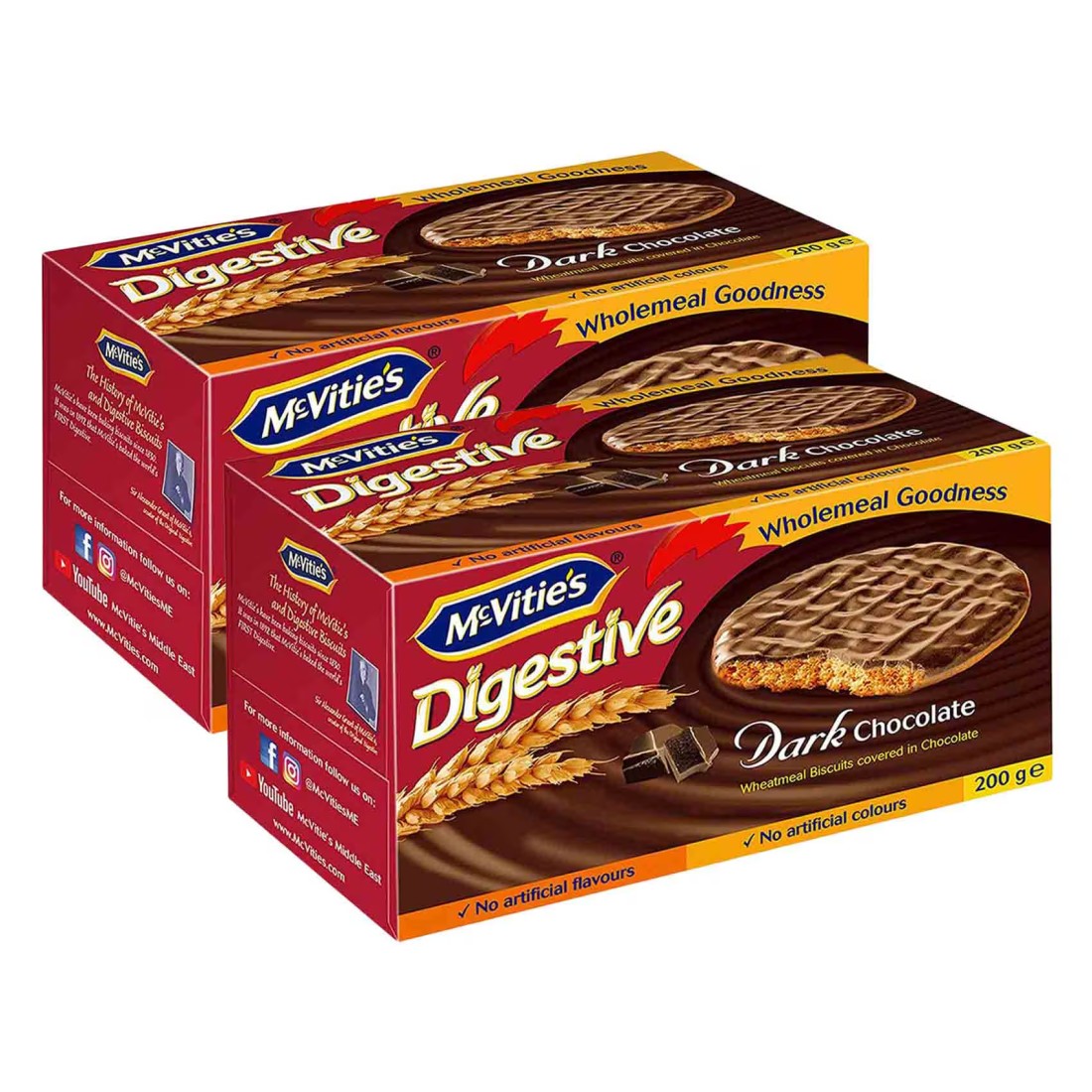 McVitie&#39;s Digestive Dark Chocolate Biscuits, 200g Pack of 2