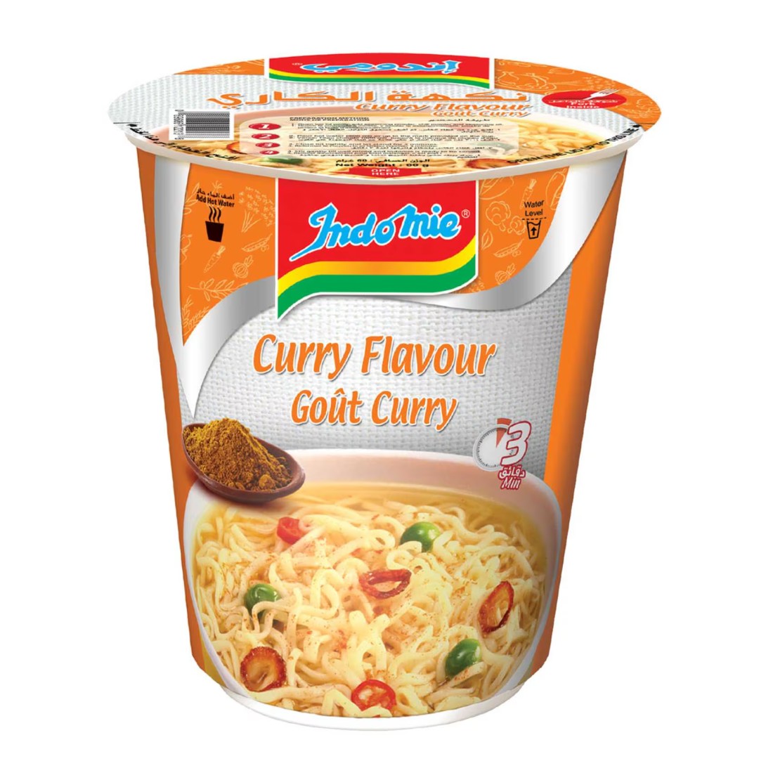Indomie Gout Curry Flavour with Seasoning Powder and Sauce Instant Cup Noodles, 60g