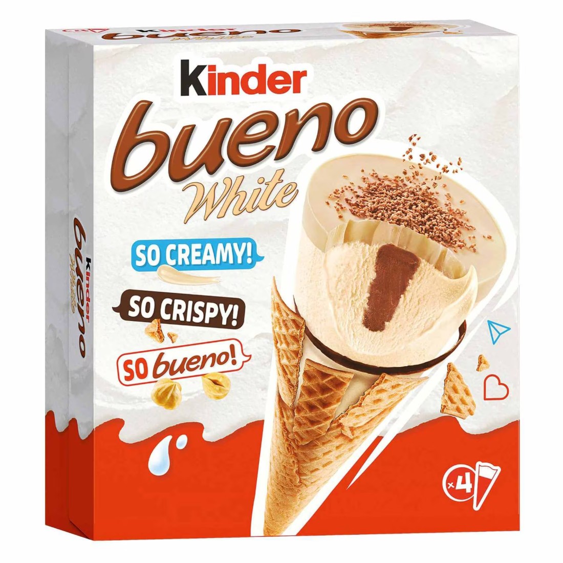 Kinder Bueno White Ice Cream Cone 90ml Pack of 4