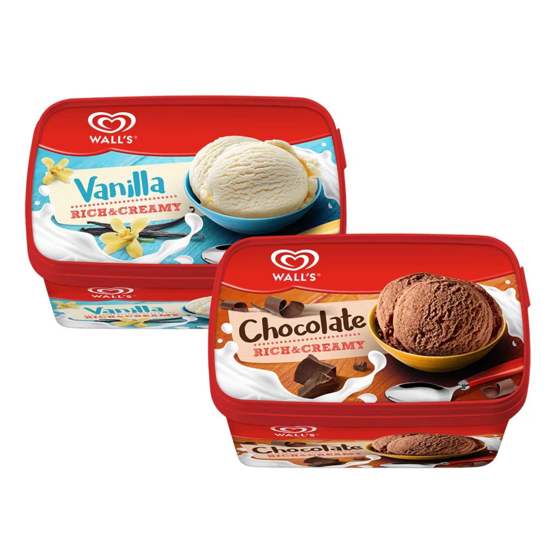 Kwality Walls Rice And Creamy Tubs Vanilla Ice Cream 1L With Coco Ice Cream 1L