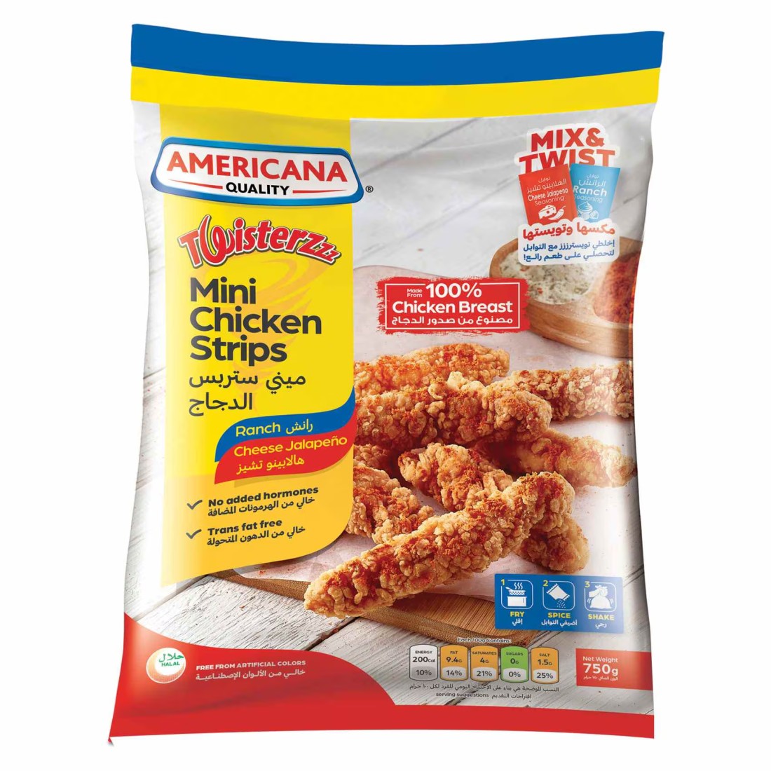 Americana Twisterzzz Mini Chicken Strips with Ranch and Cheese Jalape&ntilde;o Seasoning 750g