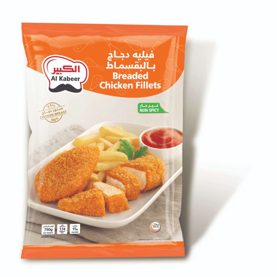 Al Kabeer Breaded Chicken Fillet 750g