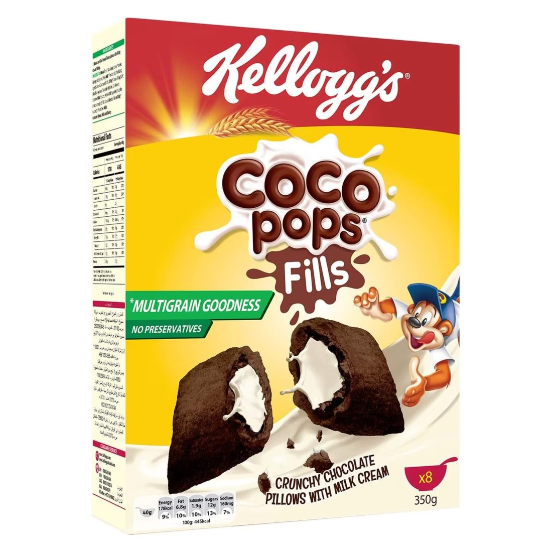 Kellogg&#39;s Coco Pops Fills Crunchy Chocolate Pillows with Milk Cream Bar, 350g