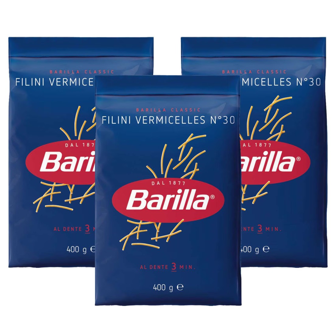 Barilla Number 30 Vermicelli, 400g Pack of 3