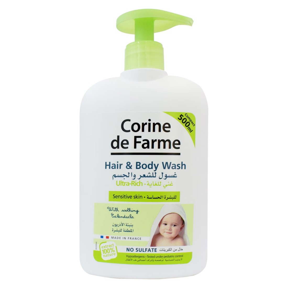 Corine De Farme Sulphate Free Baby Hair And Body Wash For Sensitive Skin 500ml