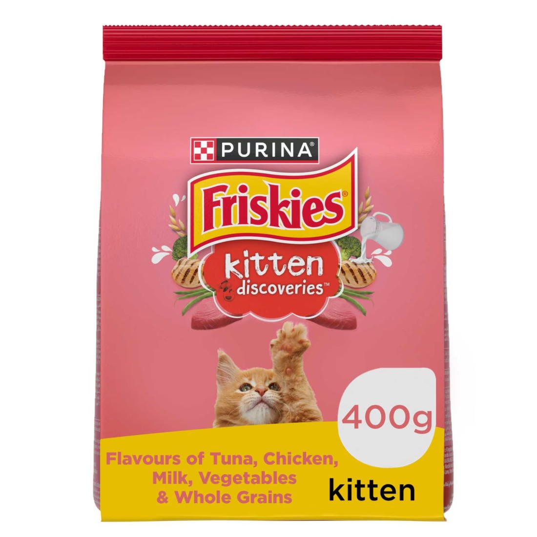 Purina Friskies Kitten Food Discoveries Flavours of Tuna, Chicken,Milk, Vegetables and Whole Grains Cat Food, 400g