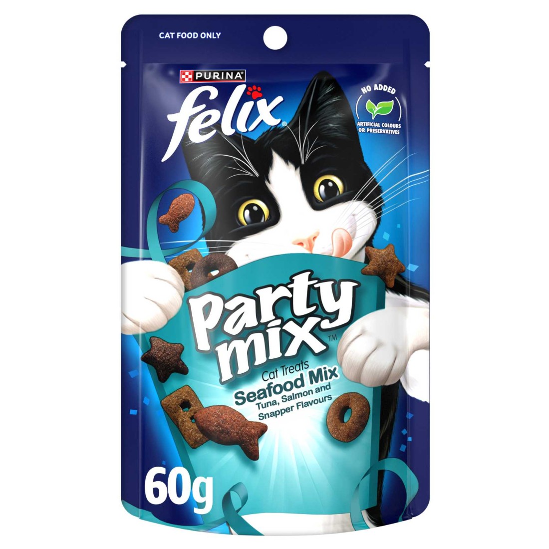 Purina Felix Party Mix Seafood Mix Dry Cat Treats, 60g