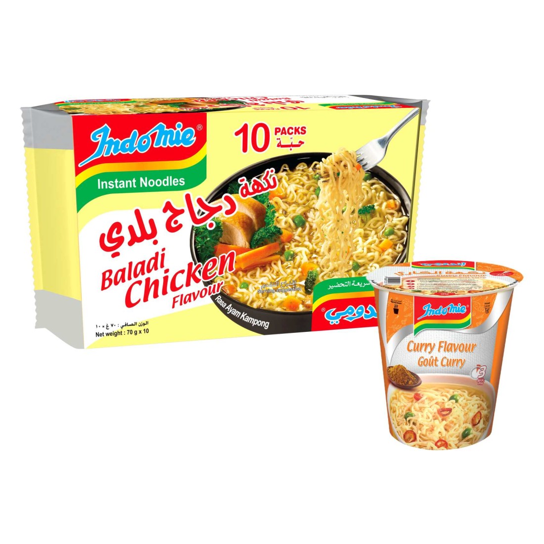 Indomie Chicken Instant Noodles Halal 70g Pack of 10+ Curry Cup Noodles 60g