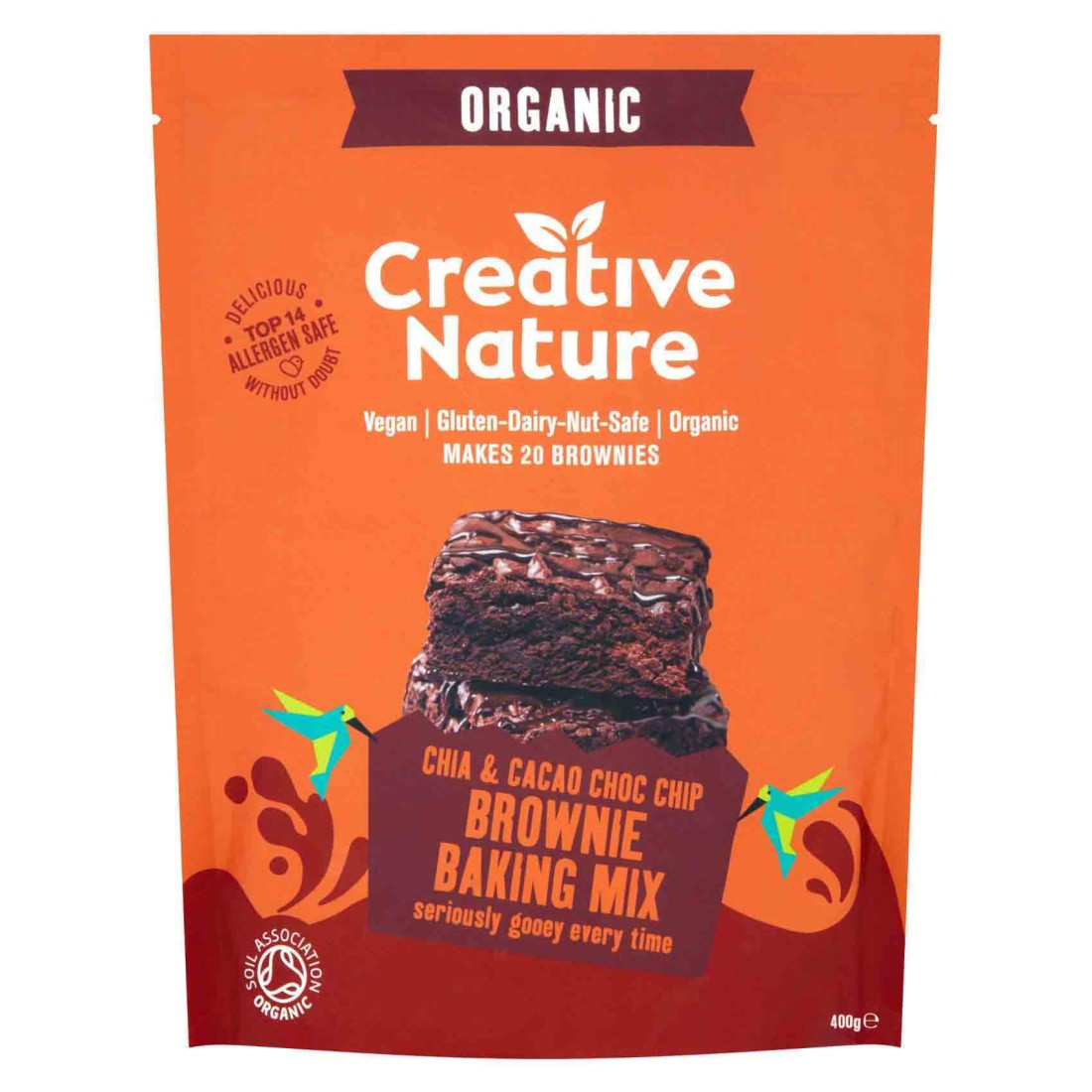 Creative Nature Chia and Cacao Choc Chip Brownie Baking Mix, 400g