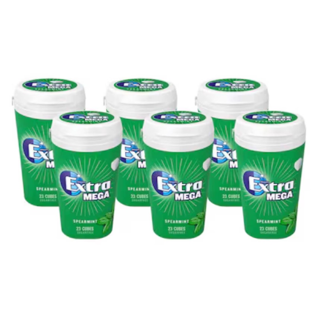 Wrigley&#39;s Extra Mega Spearmint Sugarfree Chewing Gum, 51.5g Pack of 6