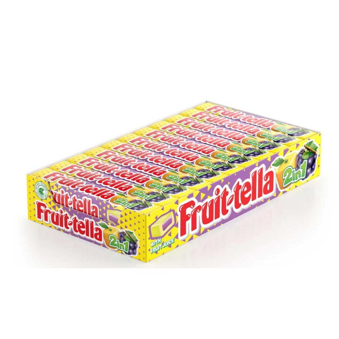 Fruit-tella Juicy Chewy Candy Sweet Lemon Grape Flavour 32.4g Pack of 20