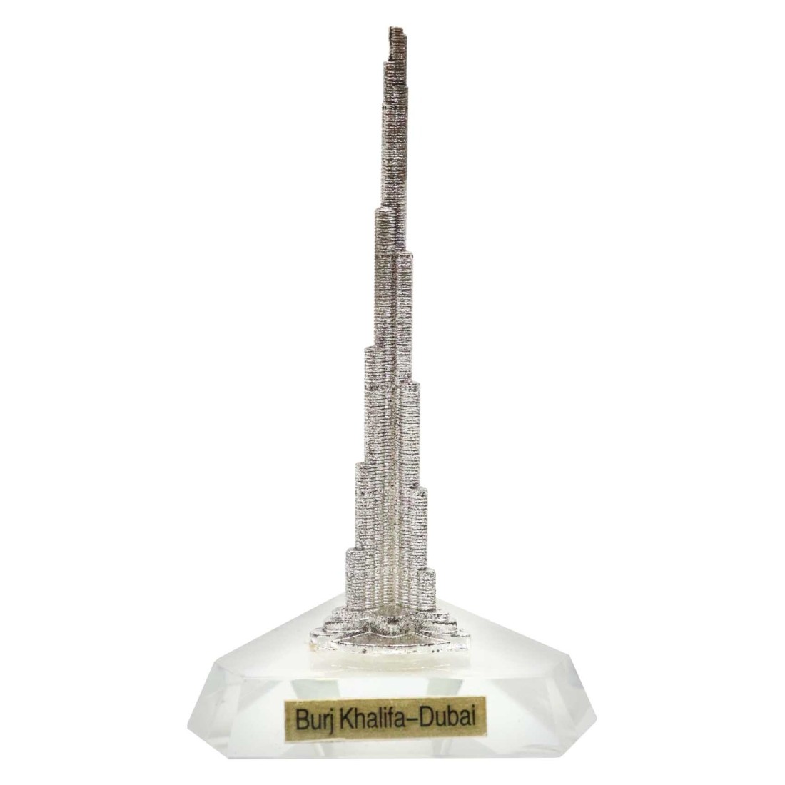 Metal Burj Khalifa Decorative Statue Small Silver And White