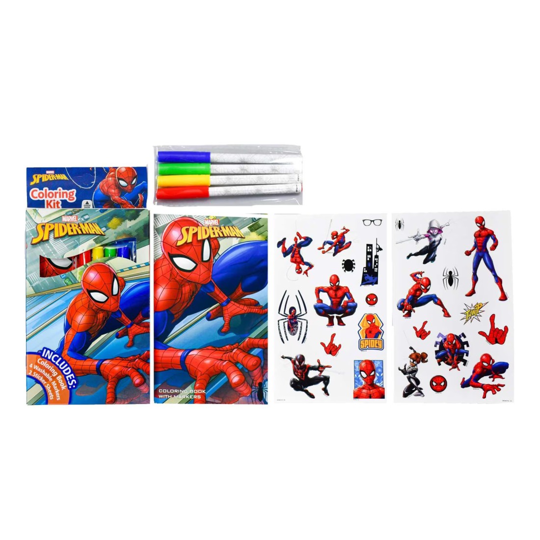 Marvel Spider-Man Colouring Kit With Colouring Book, 4 Washable Markers And 2 Sticker Sheets