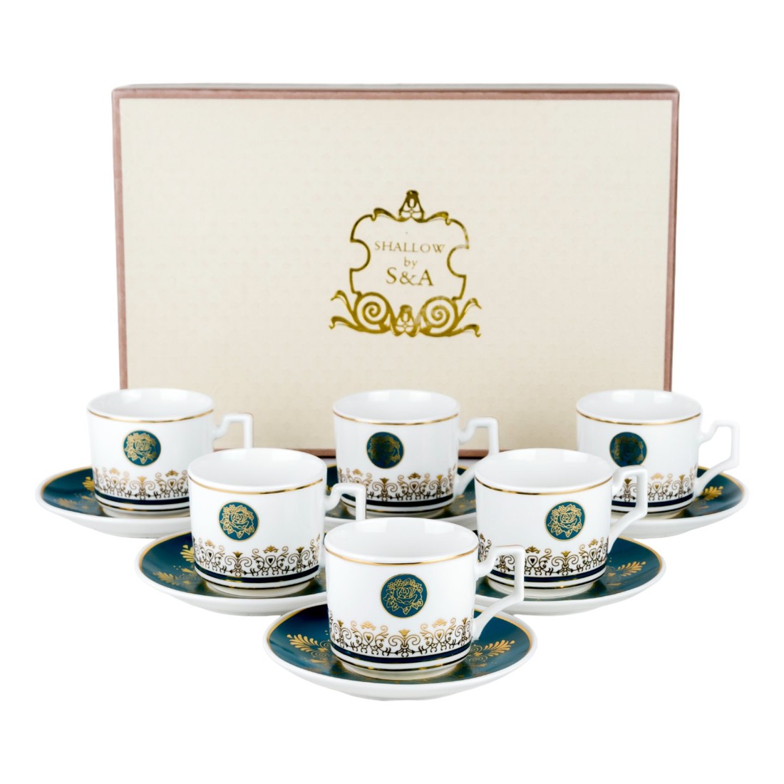 Shallow Coffee Cup Set Blue 90ml 6 PCS