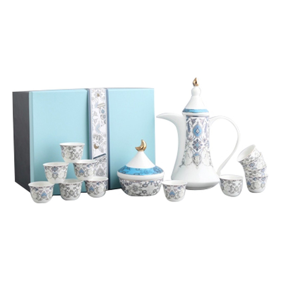 Neoflam Cawa Coffee Cups Set With Dallah And Dates Bowl Assorted 16 PCS