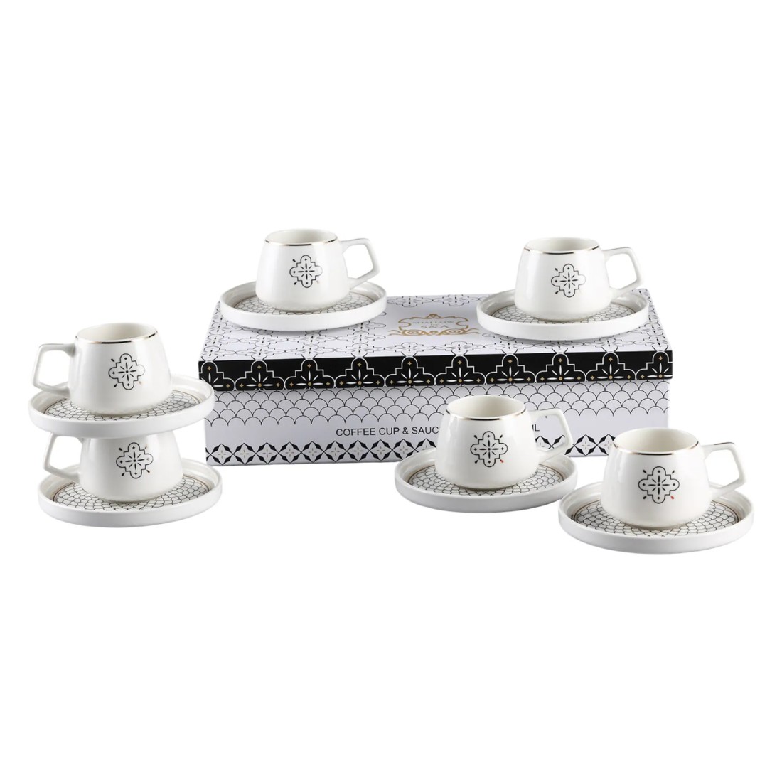 Shallow By S&amp;A Mona Coffee Cup and Saucer Set 100ml 12 PCS