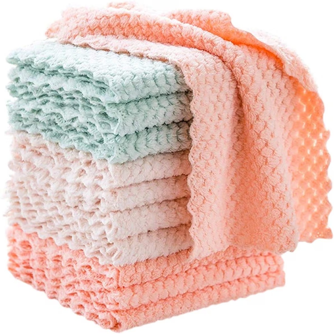 Aiwanto Ultra-Thick Microfiber Cleaning Cloths, Super Absorbent Dust Cloths Buffing Cloths with 4 Color Lint Free Streak Free for Tackling Any Cleaning Job with Ease, 5-Pack