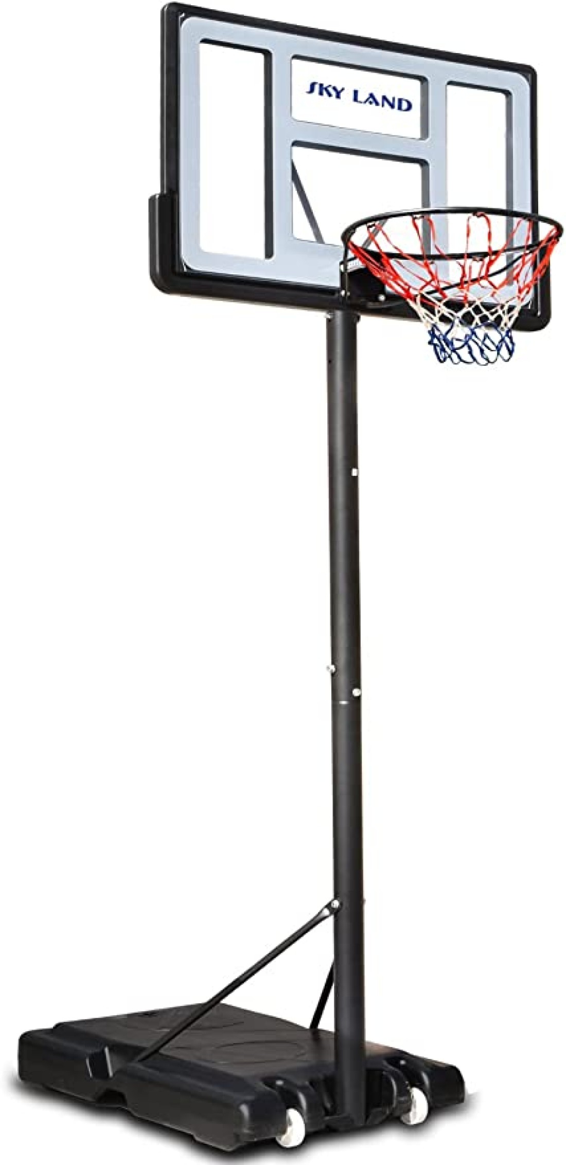 SKY LAND Sports Basketball Hoop Basketball Goal on Wheels Adjustable Height 5 - 10 FT, 44&quot; Backboard For Adults &amp; Kids, Outdoor Basketball Stand, EM-1873