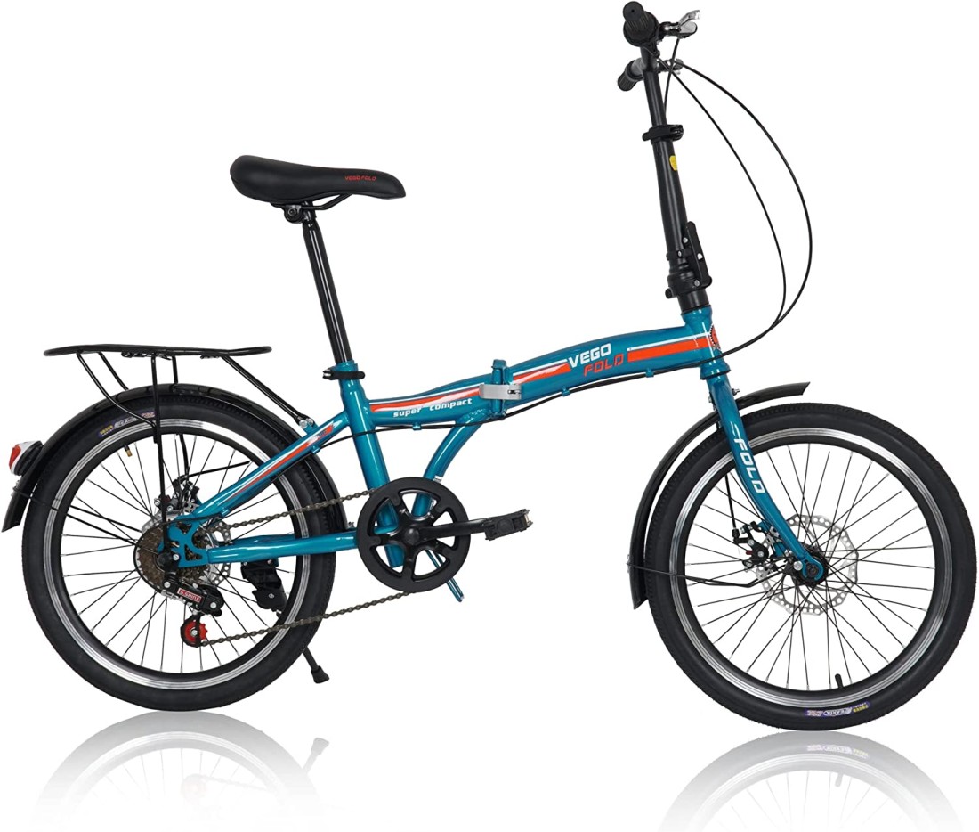 Vego Fold Folding Bike 6 Speed 20 Inch, Blue
