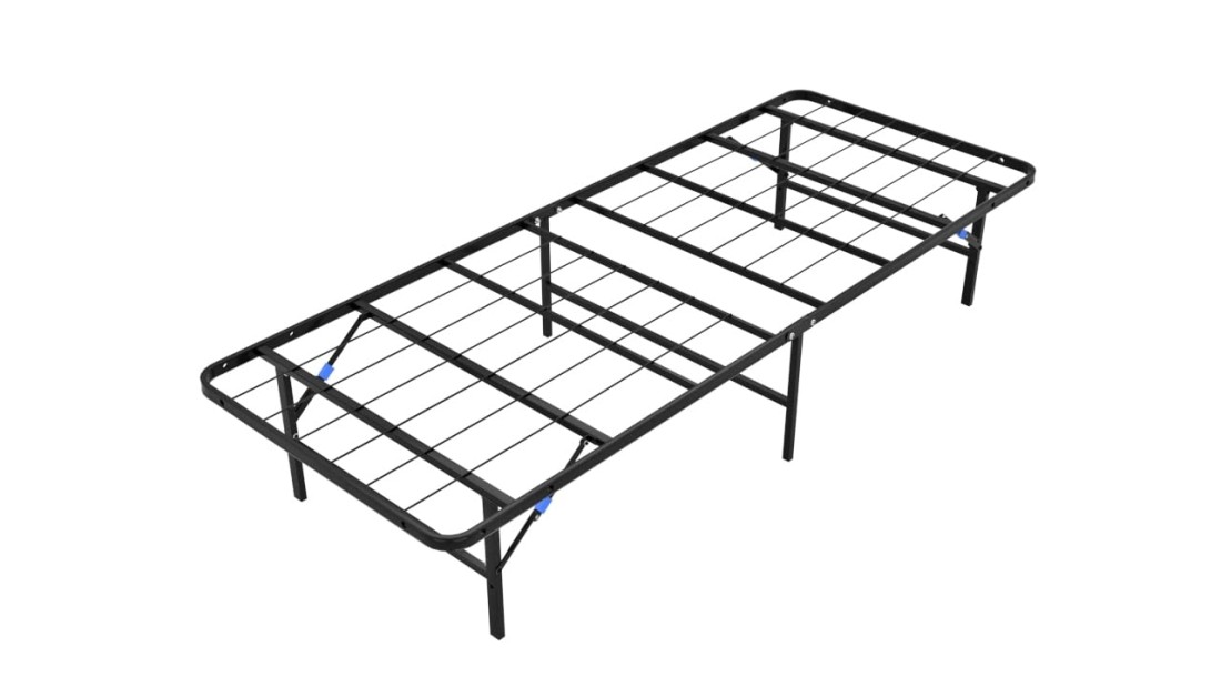 NestlTwin XL Platform Bed Frame Foldable Bed Steel Easy Tool Free Assembly 14 Inches High Twin XL Black