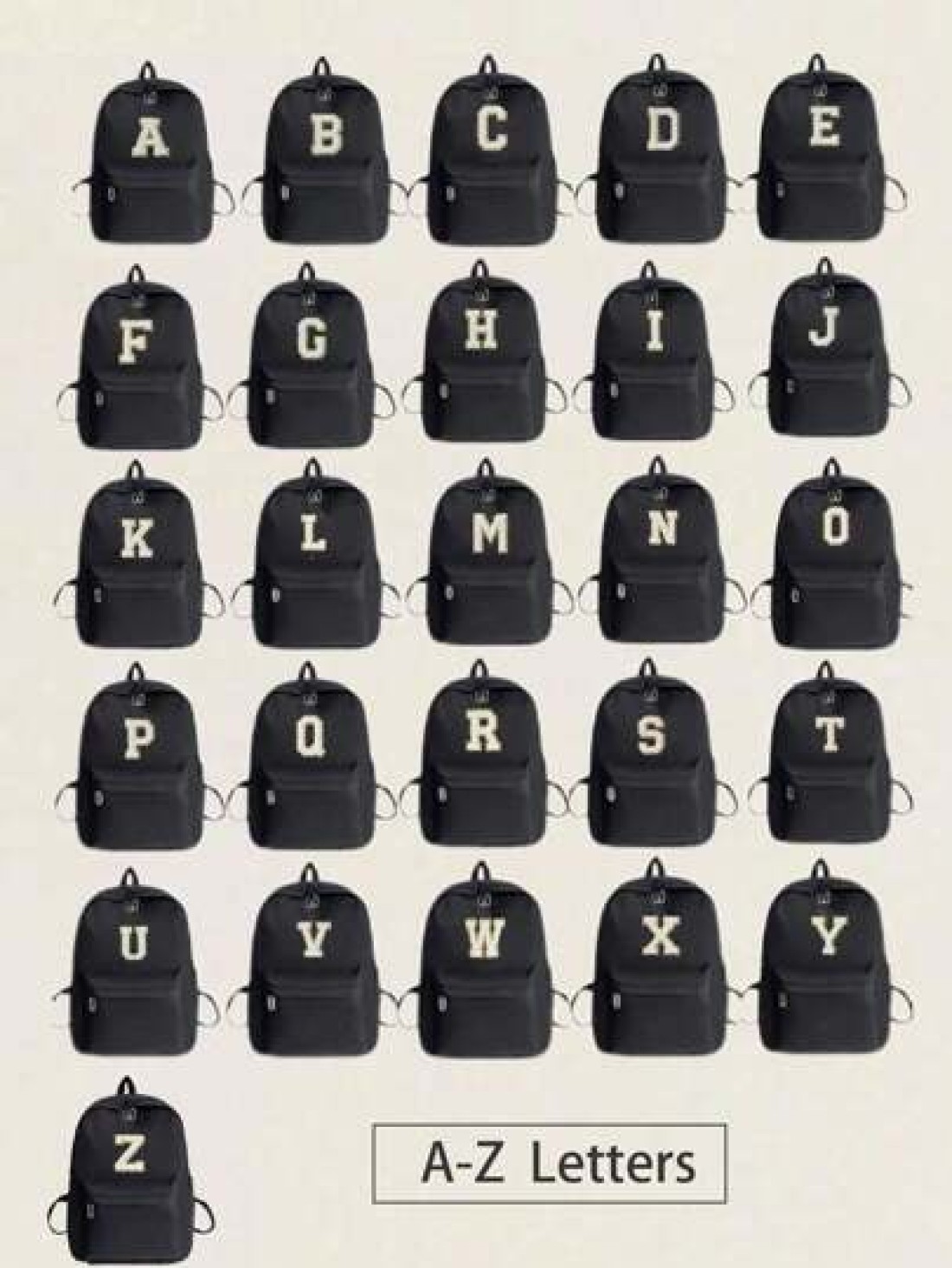 One Piece 26 Alphabet DIY Back To School Fashion Large Capacity School Bag Cute Stylish Multifunctional Backpack Wallet Solid Color Durable Nylon School Backpack Adjustable Strap Multiple Pockets Book