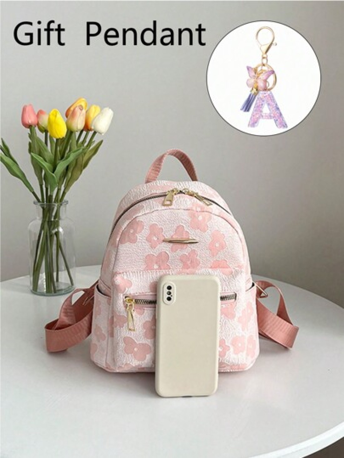 1 Set Graphic Print Casual Backpack With Large Capacity Purple Letter Pendant For Older Kids Simple Design