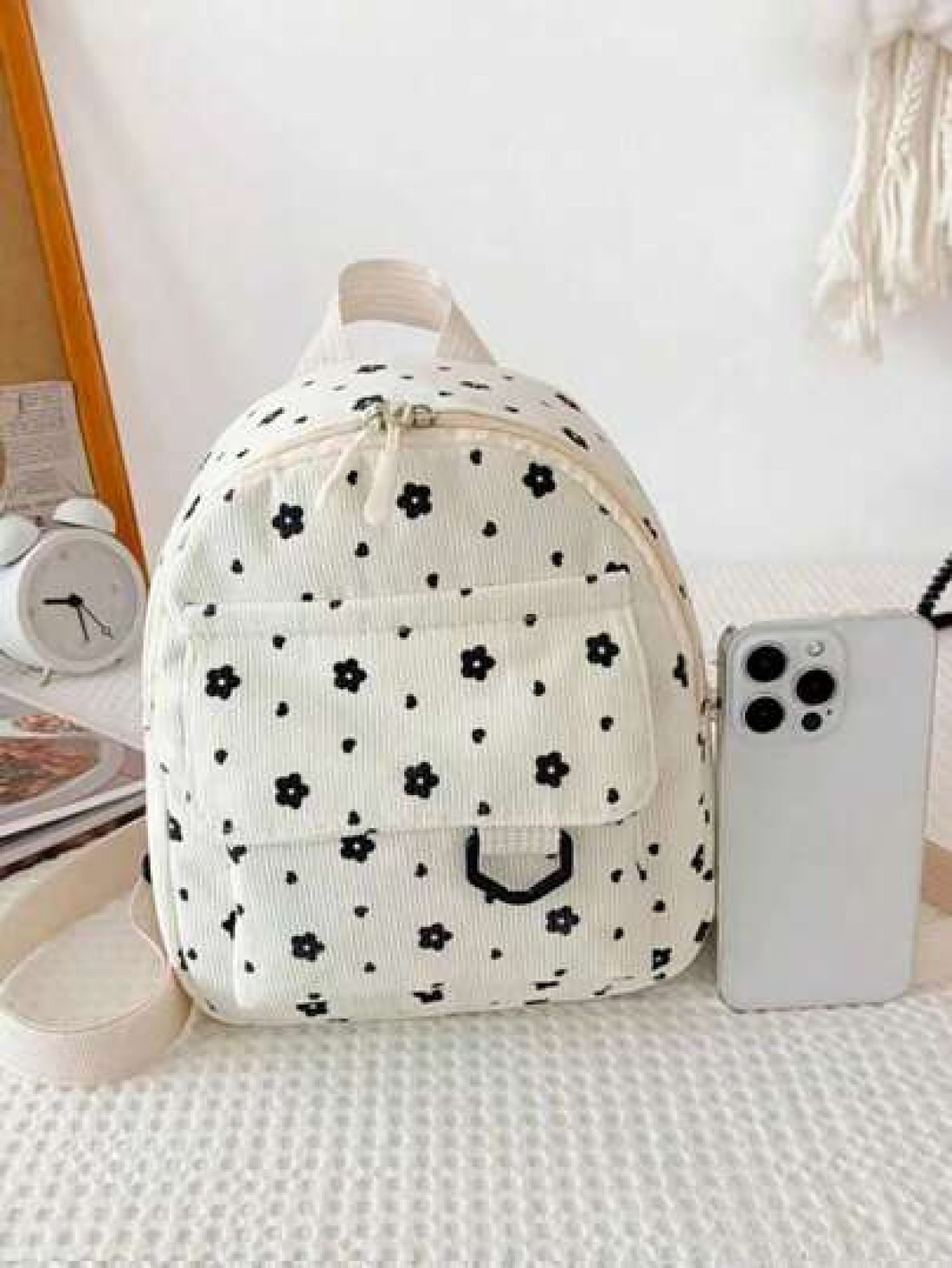 Cute And Sweet Corduroy Lightweight Large Capacity Backpack Perfect For Traveling Spring Outings Going To School Or As A Small Bag Print Location Is Random School Bag Bag Backpack Mini Backpack Bag Sc