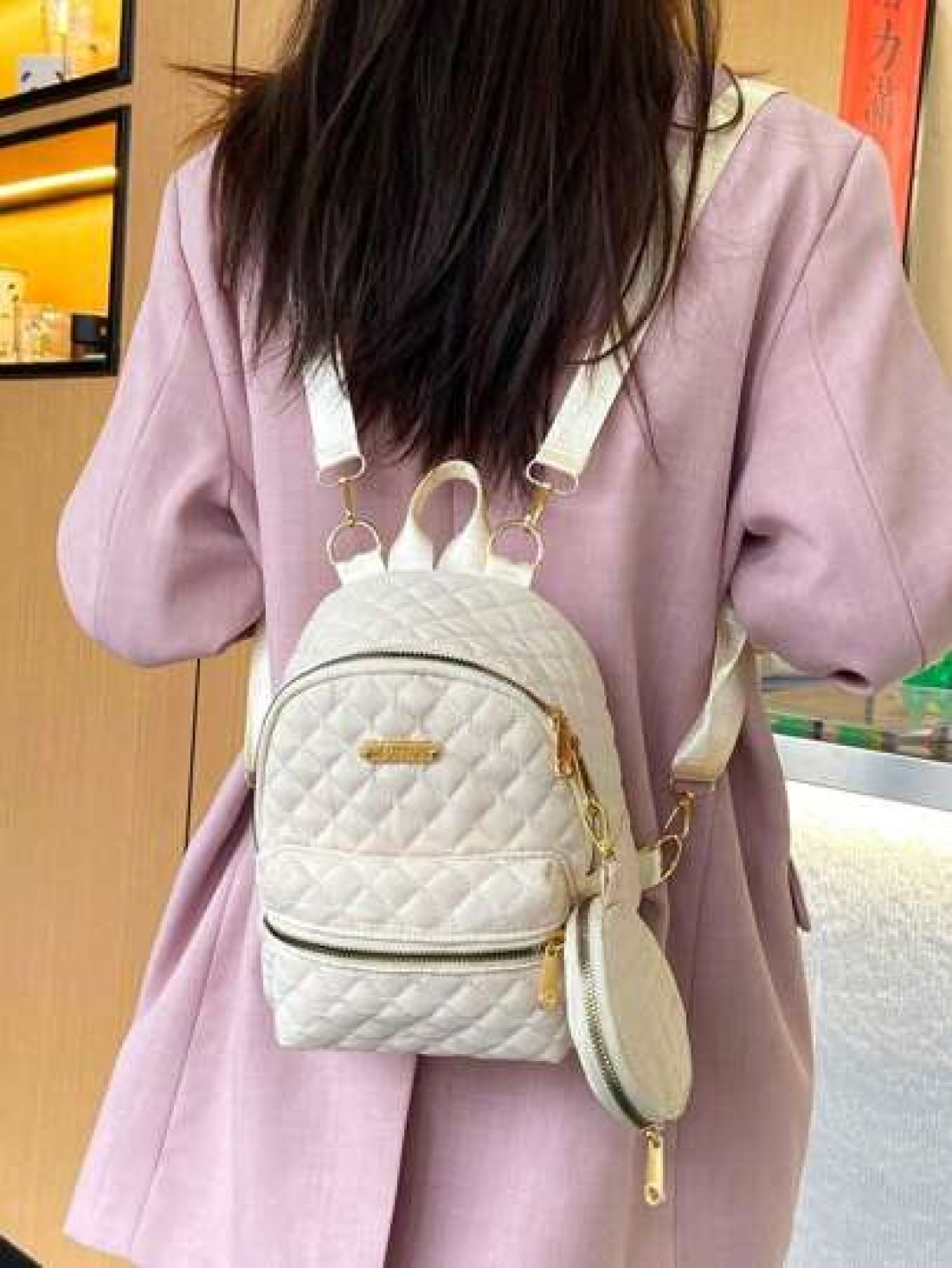 1pc Spring Back To School Girl s Versatile Simple Practical Quilted Backpack With Coin Purse Casual Outdoor Nylon Campus Schoolbag For College Junior High School Students Small And Fashionable Work Co