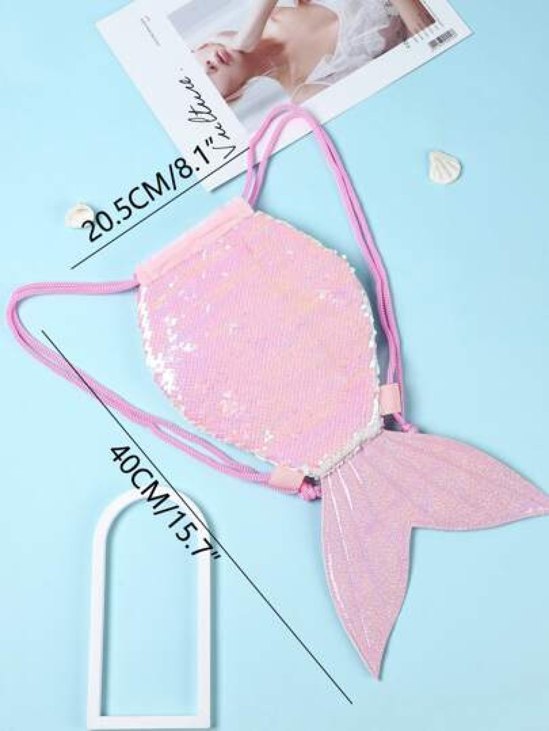 Mermaid Glitter Sequin Drawstring Backpack For Kids Ideal For Traveling Gifting And Cross Border Activities