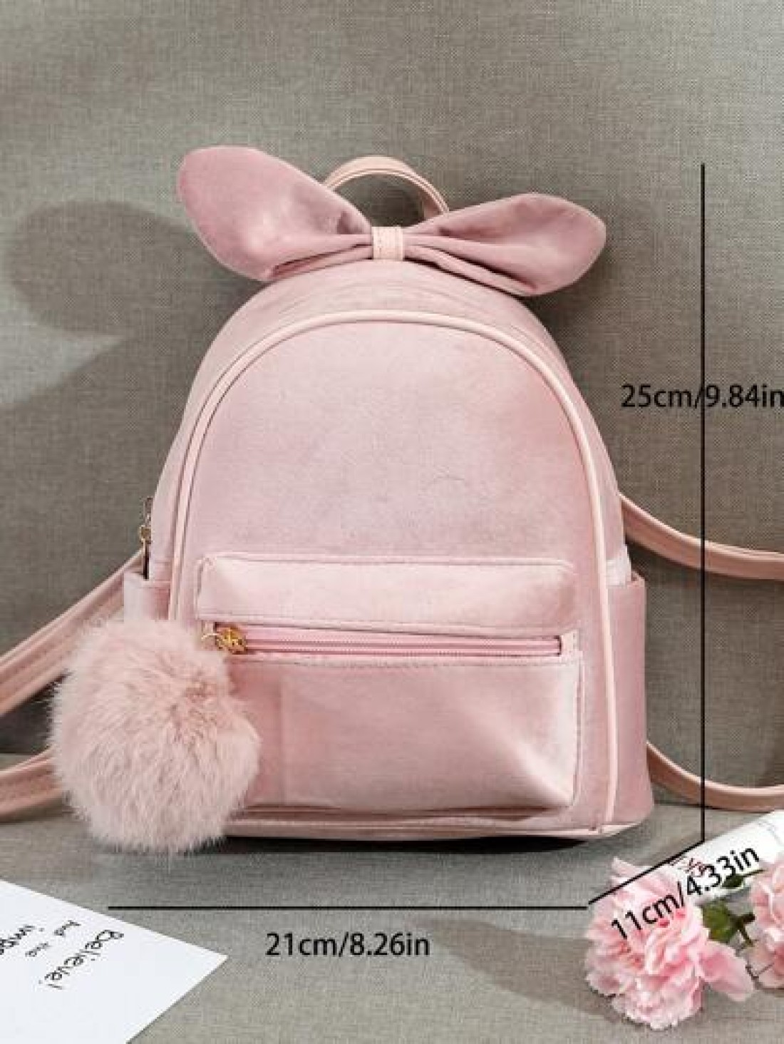 1pc Cute Fashionable Mini Plush Bow Backpack For Kids Girls Versatile Small Travel Shoulder Bag Suitable For Teens