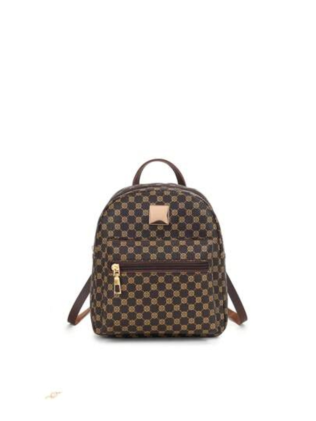Cute Small Zipper Backpack Geometric Pattern Backpack With Adjustable Strap
