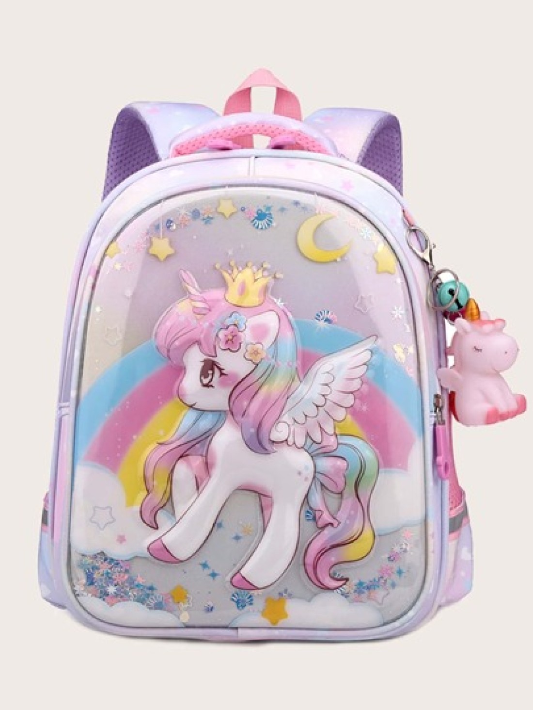 Cute Children s Backpack Cartoon Unicorn Pattern Book Bag With Pendant