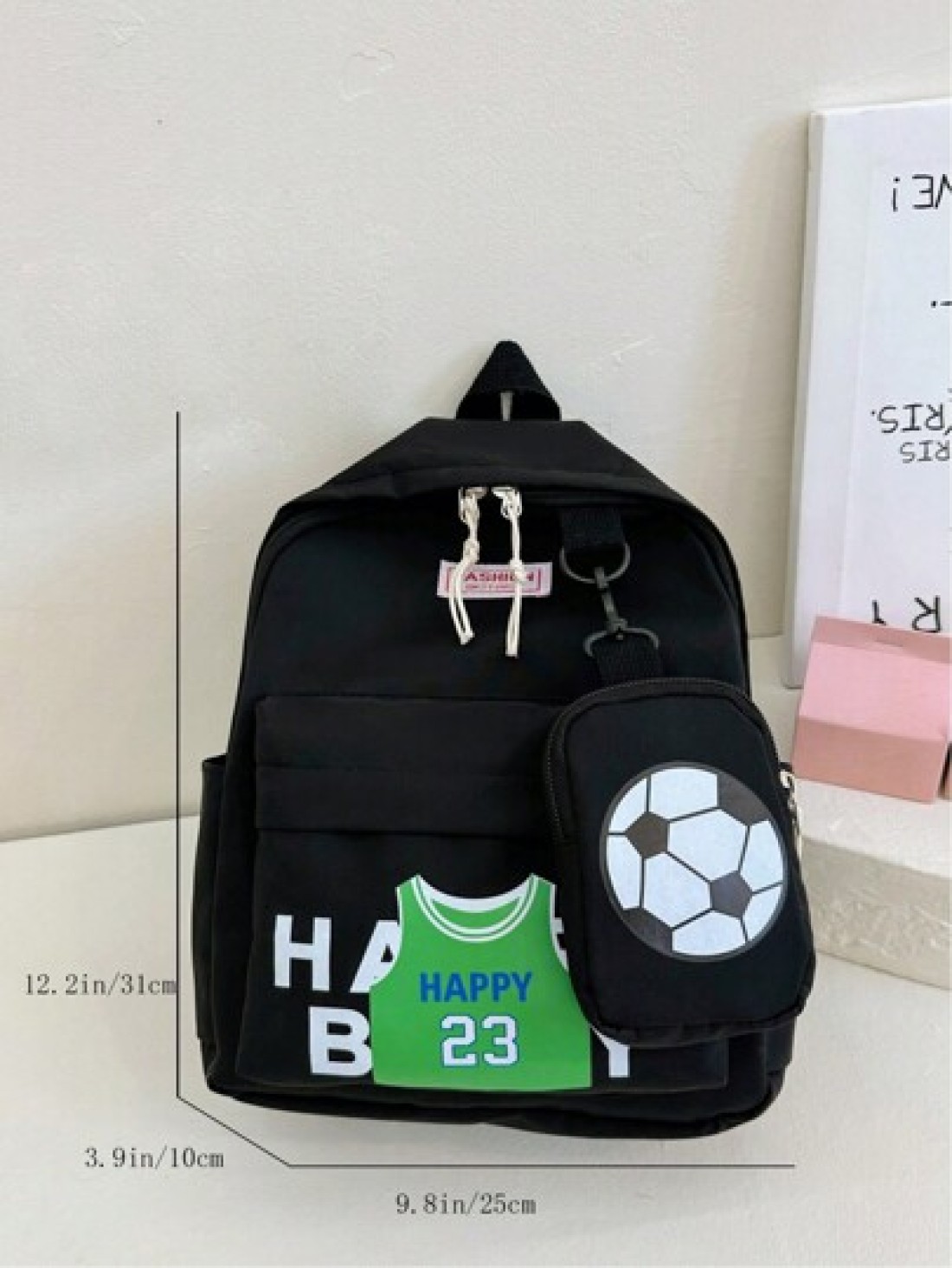2pcs Set Football Pattern Stylish Backpack And Mini Backpack Niche Design Sports Style Cute Bags For Teens