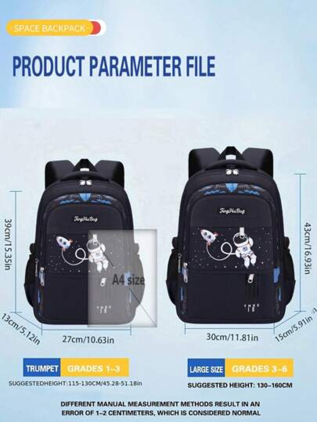 Waterproof Lightweight Backpack For Elementary School Students Grade 1 6 6 12 Years Old Astronaut Large Capacity Cute Design
