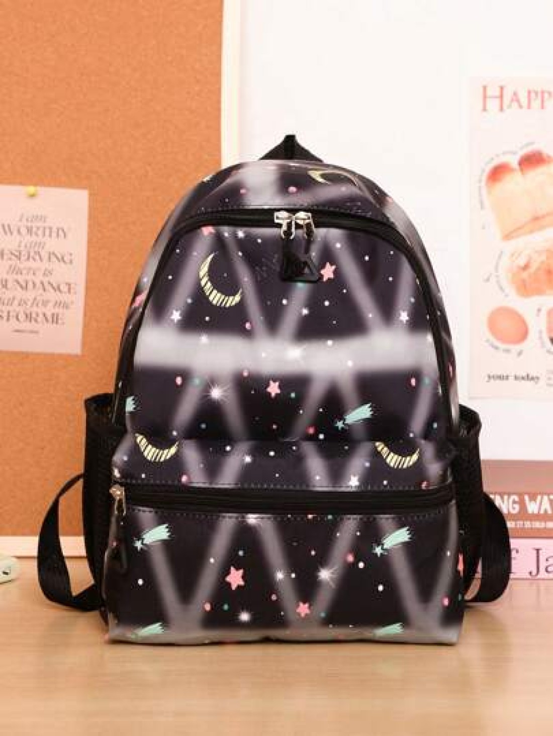 1pc Backpack Nylon Zipper Closure New Cute Schoolbag Dreamy Colored All Match Backpack Cartoon Backpack Suitable For Daily Outings Outings Perfect Gift For Boys And Girls