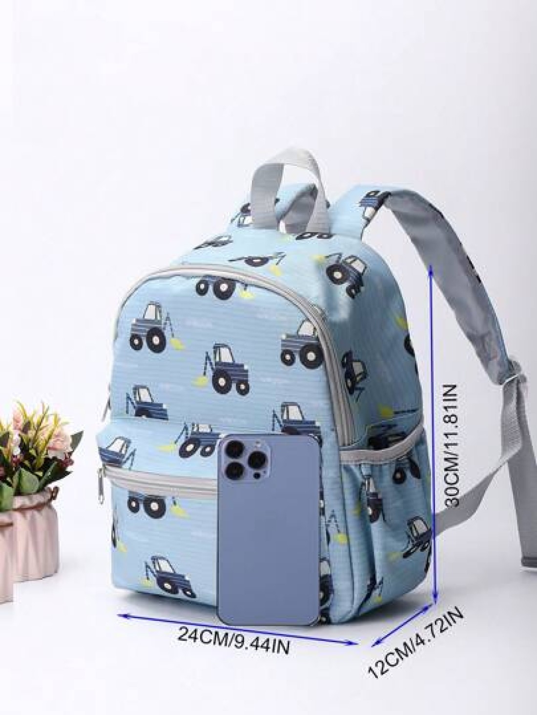 Kids Cartoon Car Pattern Classic Backpack Cute Adjustable Strap Book Bag