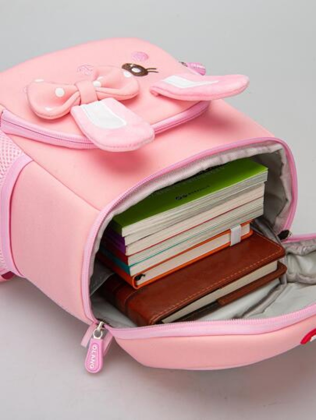Cute Cartoon Bunny Kids Backpack For Girls Pink Shoulder Bag For Preschool Children
