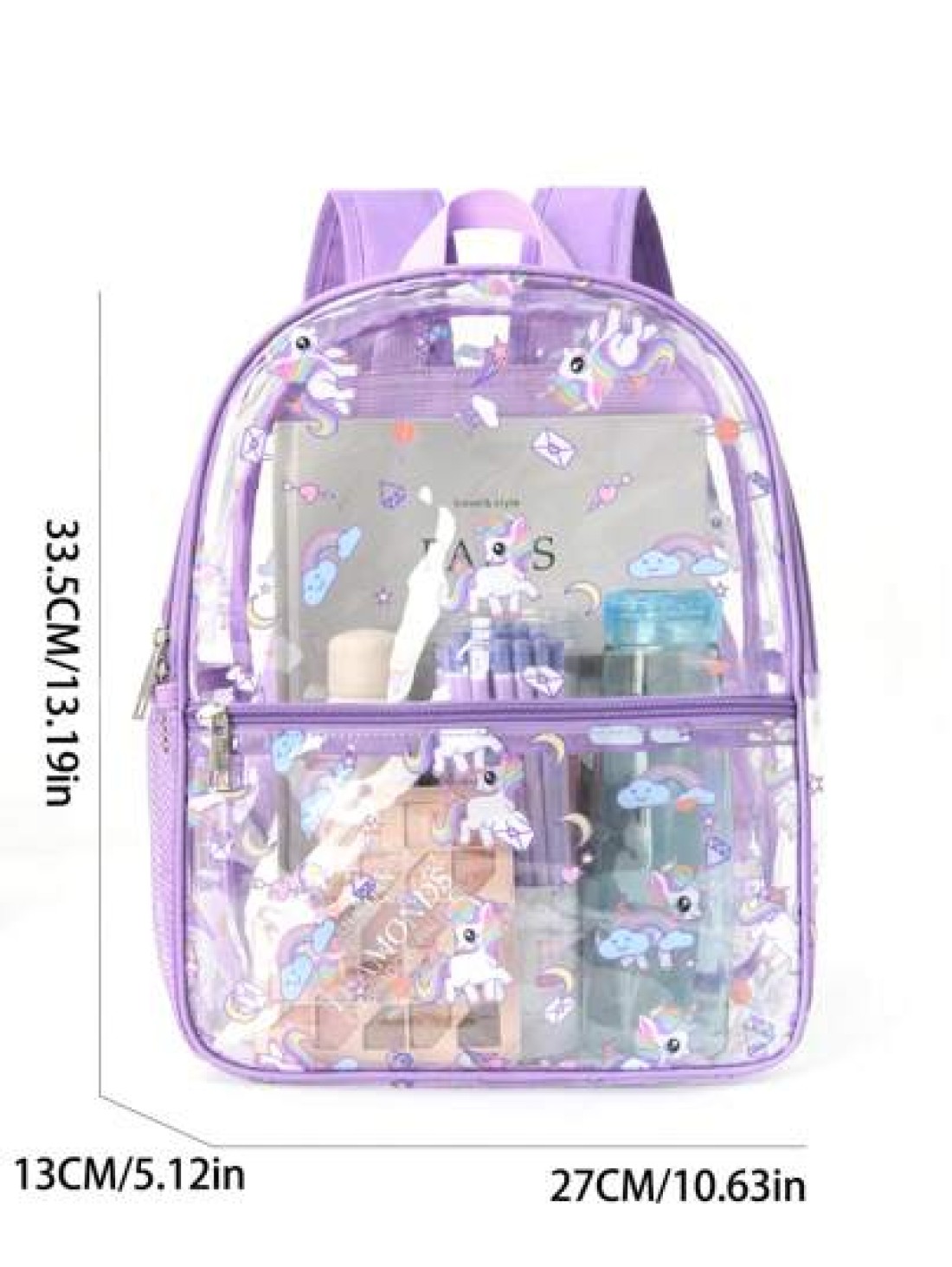 1 Piece Pvc Pink Unicorn Print Cute Children S Backpack Waterproof Backpack For Travel And School Kawaii School Bag With Side Mesh Bag Daily Commuting Use Holiday Gift