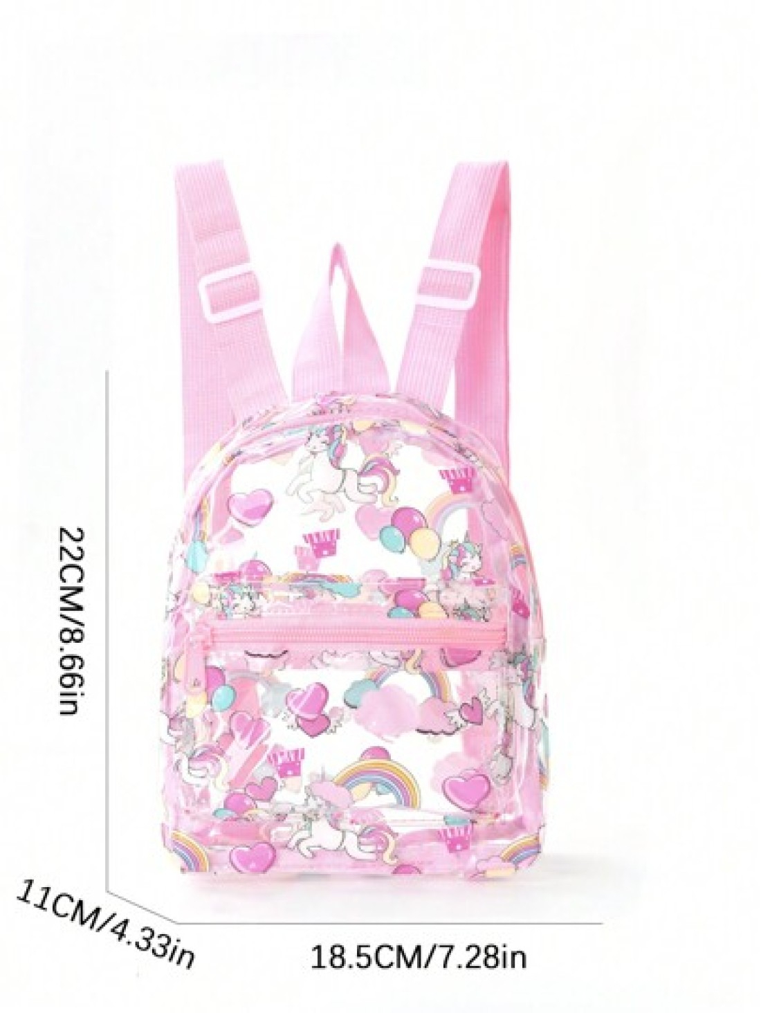 1 Pc Waterproof Pink Unicorn Cute Children s Backpack Girl s Rainbow Love Graffiti Adjustable Shoulder Strap School Bag Outing And Outing Backpack With Front Pocket Storage Suitable For Daily Commutin
