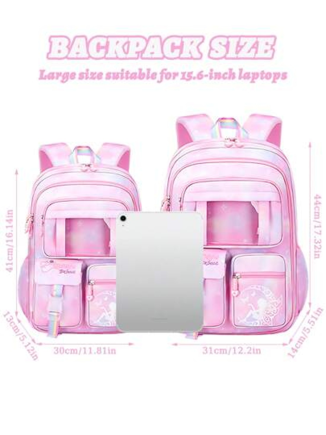 1pc Dream Girl Backpack Multi Pocket Children Backpack Cute Student School Bag Casual Durable Lightweight Travel Bag With Front Transparent Pocket And Anti Theft Pocket Ideal Birthday Gift For Girls G