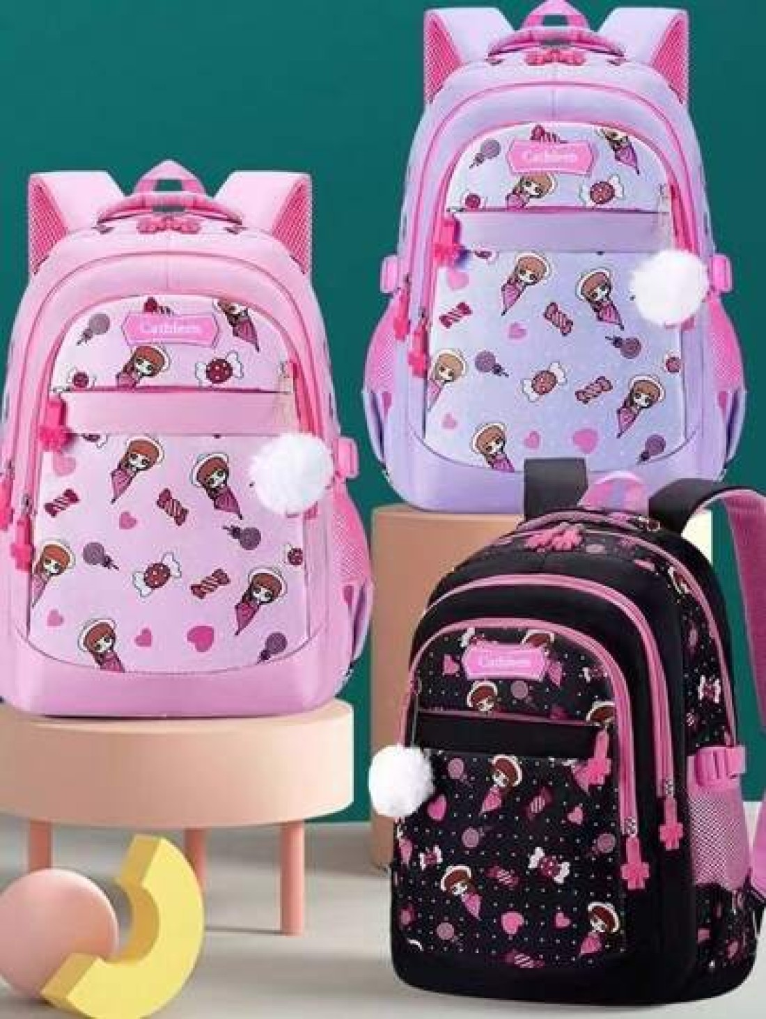 Cute Lightweight Anti Tumbling Backpack Children s Backpack School Backpack Teen Girls Backpack 15 6 Inch Laptop Backpack With Pom Pom Backpack Travel Backpack Casual Back To School Gift Cute Cartoon