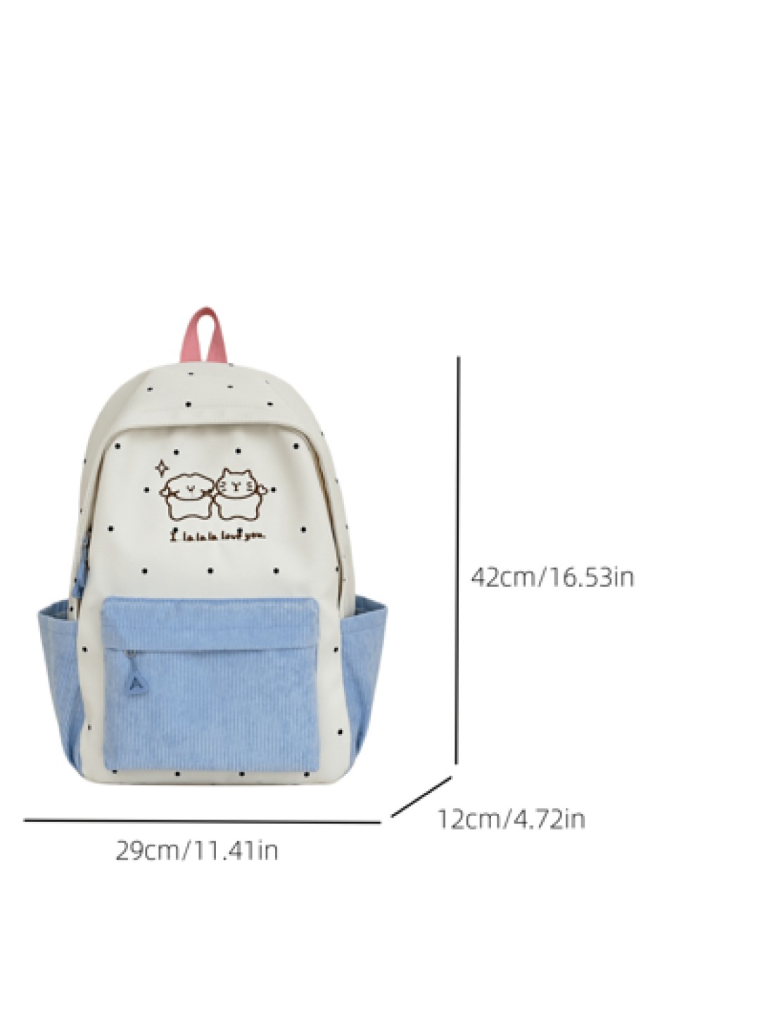 1pc New Fashion Color Block Student Backpack Cartoon Cute Casual Everyday Outdoor Bookbag Without Pendant