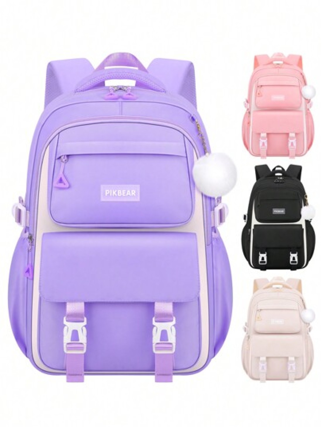 1pc Large Capacity Purple Pink Girl s Backpack Ideal For School Outdoor Trips Lightweight Comfortable Multi Purpose With Pendant Perfect Birthday Gift For Girls Must Have For Back To School