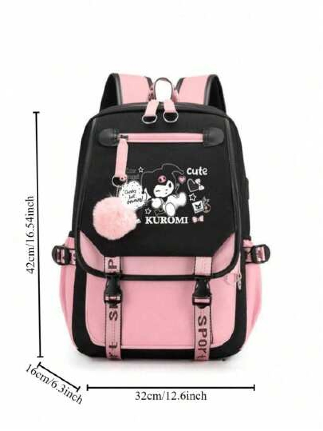 Sanrio Authorized Black Magician Backpack Cute Anime Fashion Backpack Large Capacity Outdoor Backpack
