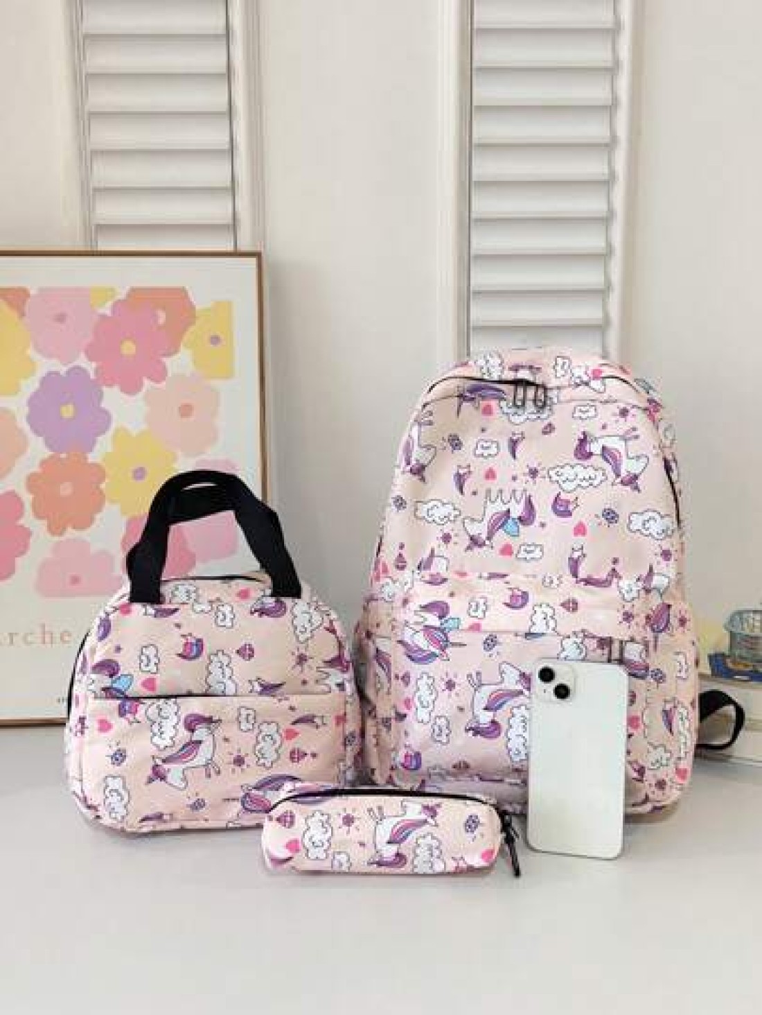 3 Pieces Set Of Fashionable Printed Leisure Travel Backpack Large Capacity Backpack Children Backpack Backpack Preparatory Style School Fashion Backpack Bag Large Capacity With Insulated Lunch Bag Wit